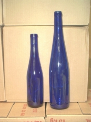 Stretch Hock, Cobalt Blue Wine Bottles, 375 ml  - Cs of 24