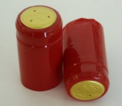 Holiday Red Shrink Capsules w/ Gold Top - 100 Pack