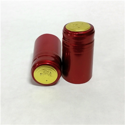 Holiday Red Shrink Capsules w/ Gold Top - 30 Pack