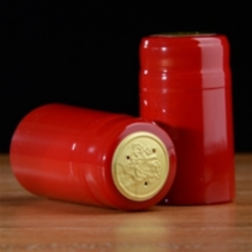 Holiday Red Shrink Capsules w/ Gold Top - 100 Pack
